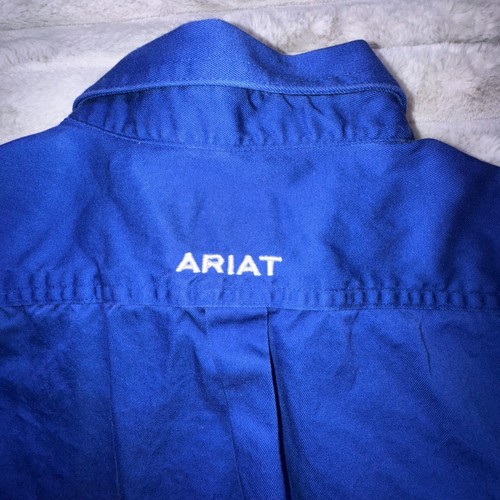 Ariat Team Logo Twill Western Shirt Boys Small 8 Blue Long Sleeve Button-Down - Picture 7 of 8