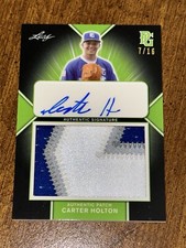 CARTER HOLTON 2020 Leaf Perfect Game GAME JERSEY PATCH AUTO #7/16 VANDY, BRAVES