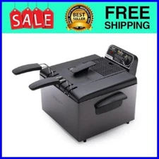 Presto 5Qt Dual Basket Pro Fry Immersion Element Black Deep Fryer 05489