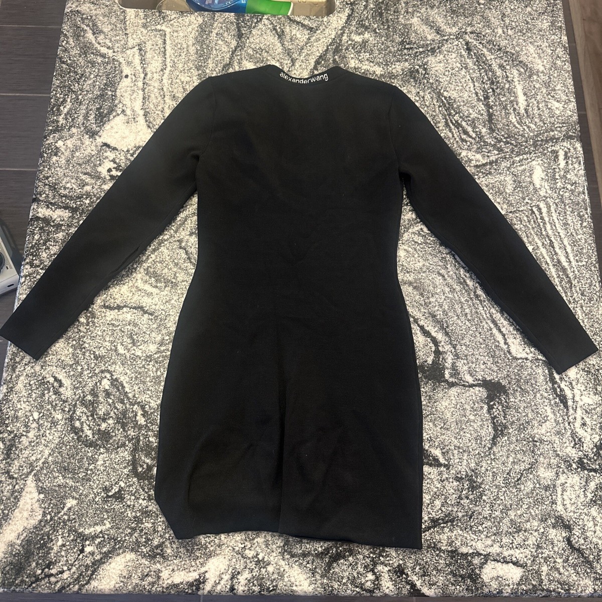 alexander wang logo printed bodycon mini dress WOMEN Long Sleeve Trim Scoop Neck M Black designed for a fitted Brand: Truly Me Aloruh Elegant Burgundy Summer Size:MOM-1X