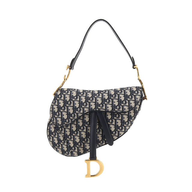 Dior Saddle Shoulder Bag Medium Blue Canvas/Leather for sale