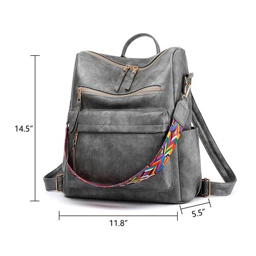 Fashion Womens PU Leather Backpack Purse Large Travel Convertible Shoulder Bag - Picture 2 of 16
