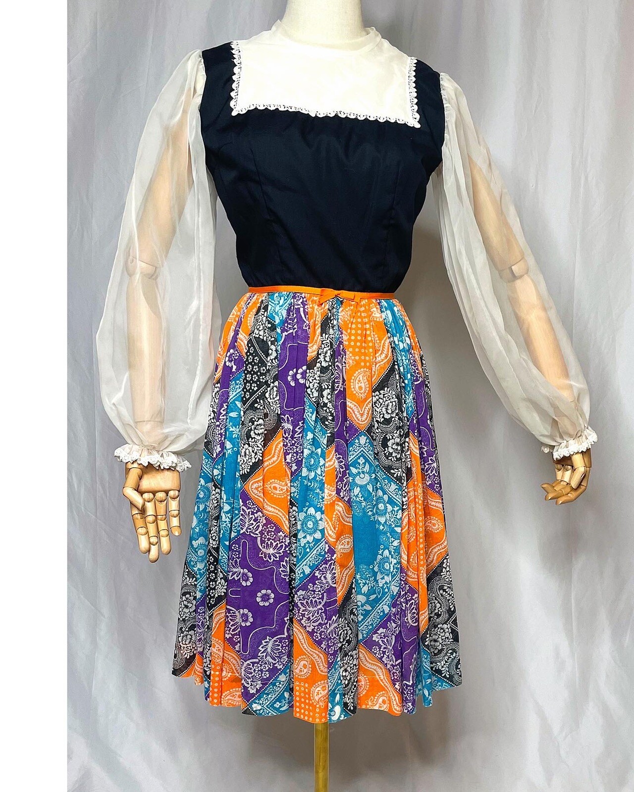 1960s patchwork polka dress - image 5