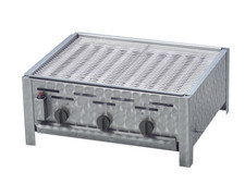 Gastrobräter Edelstahl 3 flammig Gasgrill mit Rost wahlweise, 65 x 53 x 27 cm