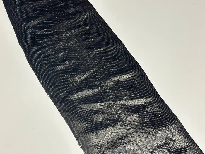 Negro Brillante Genuino Pitón Piel de Serpiente Cuero Piel Real Piel de Serpiente Sonajero Boa 98 Foto 3 de 4