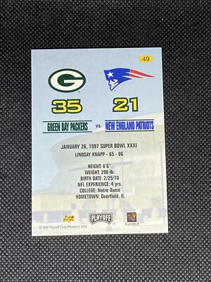 Lindsay Knapp Green Bay Packers SB XXXI 1997 Playoff Signed Auto