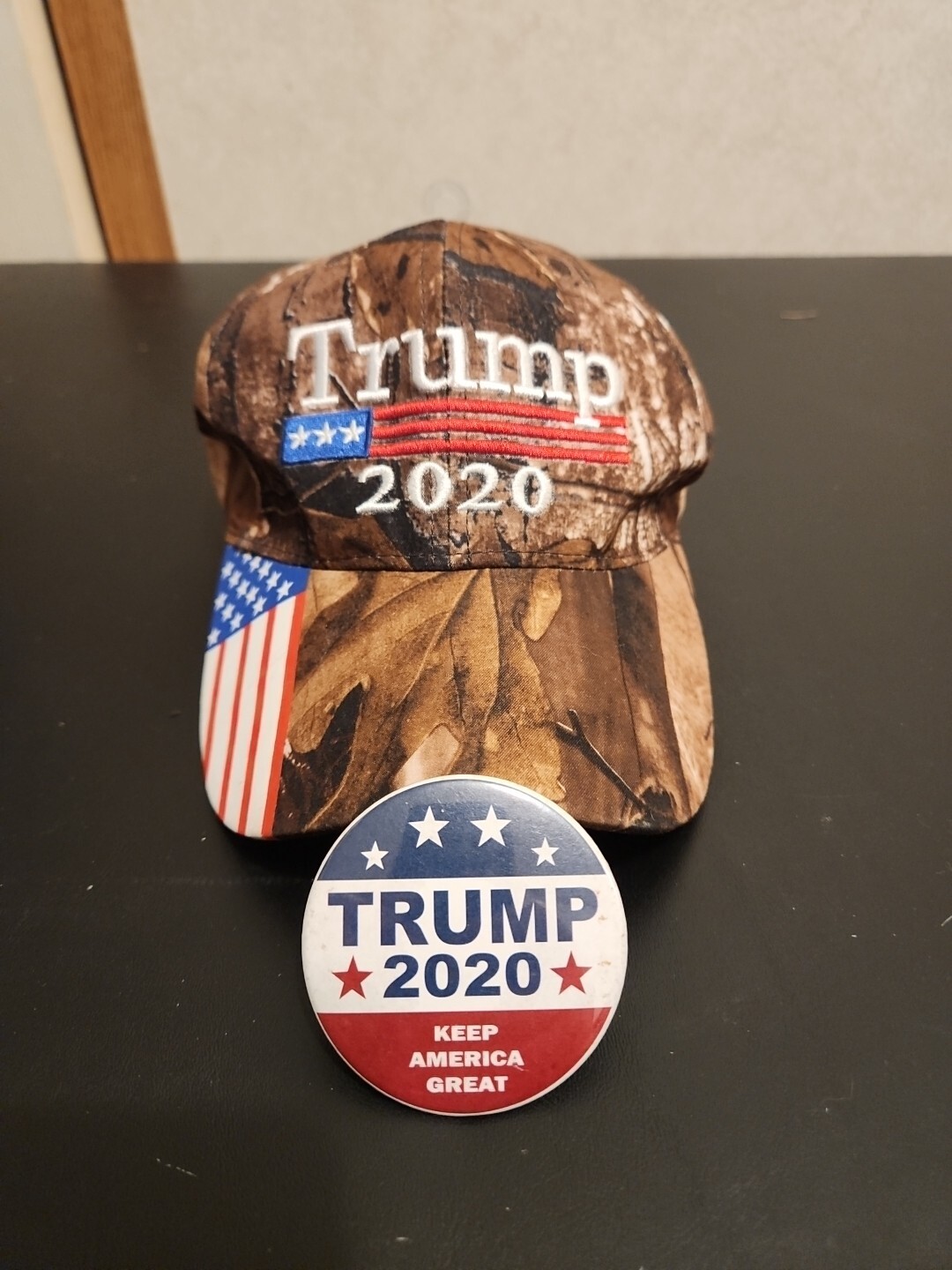 Trump MAGA Camo Adjustable Ballcap with Pin 2020 One Size