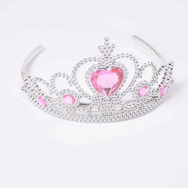 Pink-Silver Jeweled Tiara Party Favor - Pack of 12 Plastic Crowns