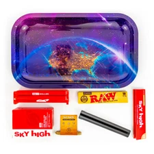 Metal Rolling Tray 'Merica Combo Bundle Kit RAW, SKY HIGH Gift Pack Set #16 King