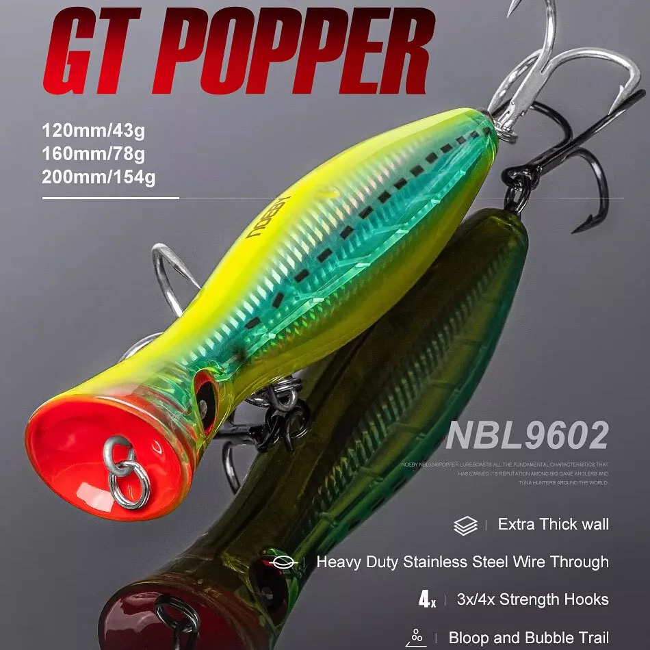 Noeby Popper Fishing Lures Topwater Floating Wobbler 12cm/16cm/20cm  Saltwater