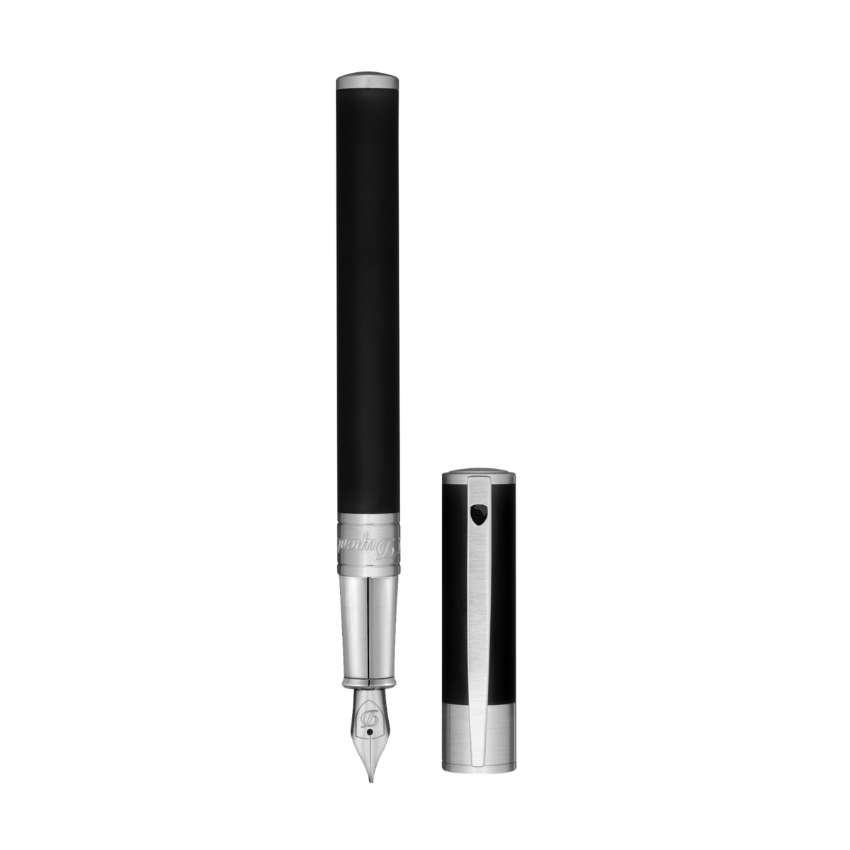 ST DUPONT D INITIAL MATT BLACK AND CHROME FOUNTAIN PEN 260207