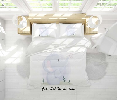 3D Elephant Butterfly Watercolor Quilt Cover Set Bedding Sets Pillowcases 64