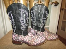 Roper Brand Little Kids Youth Size 2 M Black Glitter Cowboy Western Boots