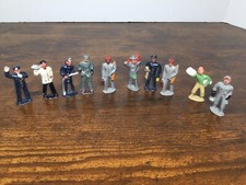 Vtg BARCLAY MANOIL LEAD FIGURES Lot of 10 Fireman Hobo Police Newsboy Laborers