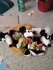 Disney Bean Bag : Classic Comic Mickey set of 3 Resting in hat Very Nice 