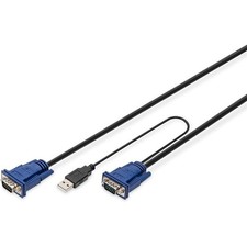 DIGITUS KVM-Kabel USB für KVM-Konsolen 1,8 m...