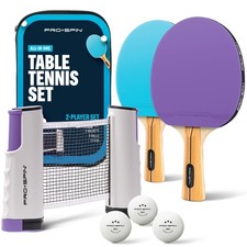 PRO-SPIN Portable Ping Pong Set with 2-Player Set, | Purple/Blue