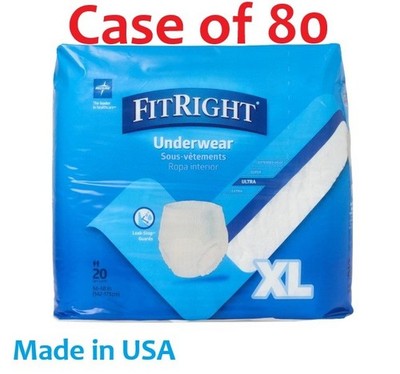 FitRight Ultra Protective Underwear Case of 80 Size: XLarge- Waist Size 56''-68''