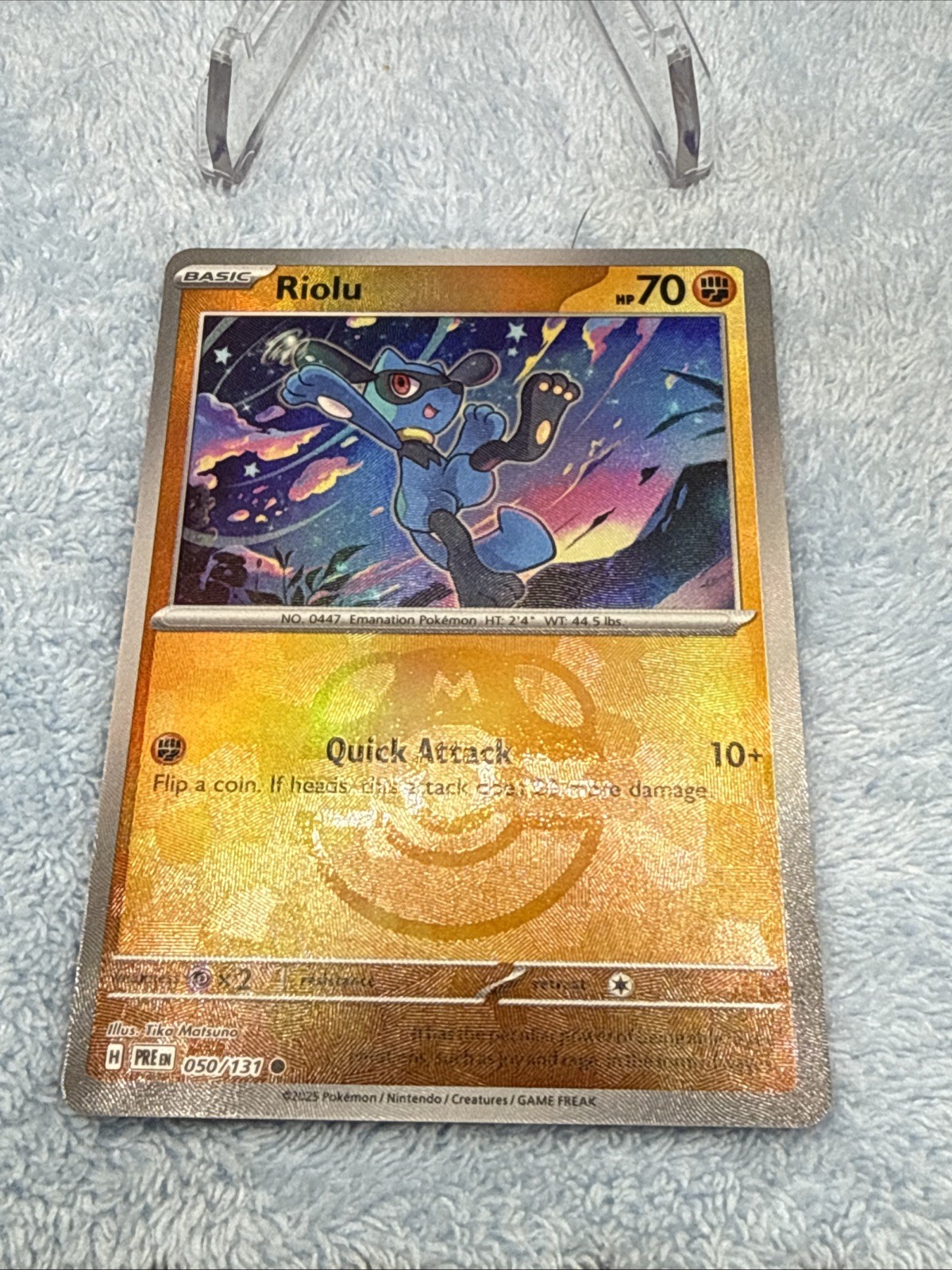 Pokemon Riolu (Master Ball Pattern) Common SV: Prismatic Evolutions 050/131 NM