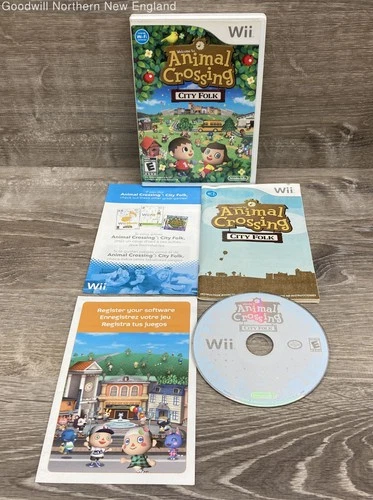 Animal Crossing City Folk Nintendo Wii Video Game IOB W/Manual Tested Works