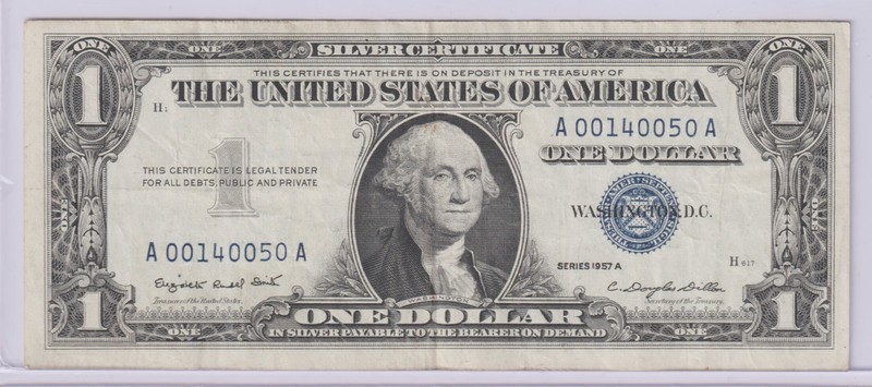 1957 Silver Certificate US Dollar Bill Blue Seal Note HOLY GRAIL FANCY SERIAL 🔥