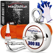 MAGFISHION Calamita Potente  Set di Magnete da Pesca  Forza di Trazione 300KG