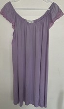 Vintage Miss Elaine Short Nightgown Lavender Nylon USA coquette Cottage Retro