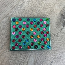 Mini Journal Crystal Jeweled Sparkle Diary Green Notebook Blank Pages