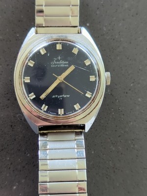 Vntg SWISS TRADITION SKY STAR 17 AUTOMATIC SELF-WINDING MEN S WATCH, BLUE F108