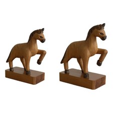 Wooden Horse Decor Artwork Desktop Decor for Living Room Bedroom Bookshelf