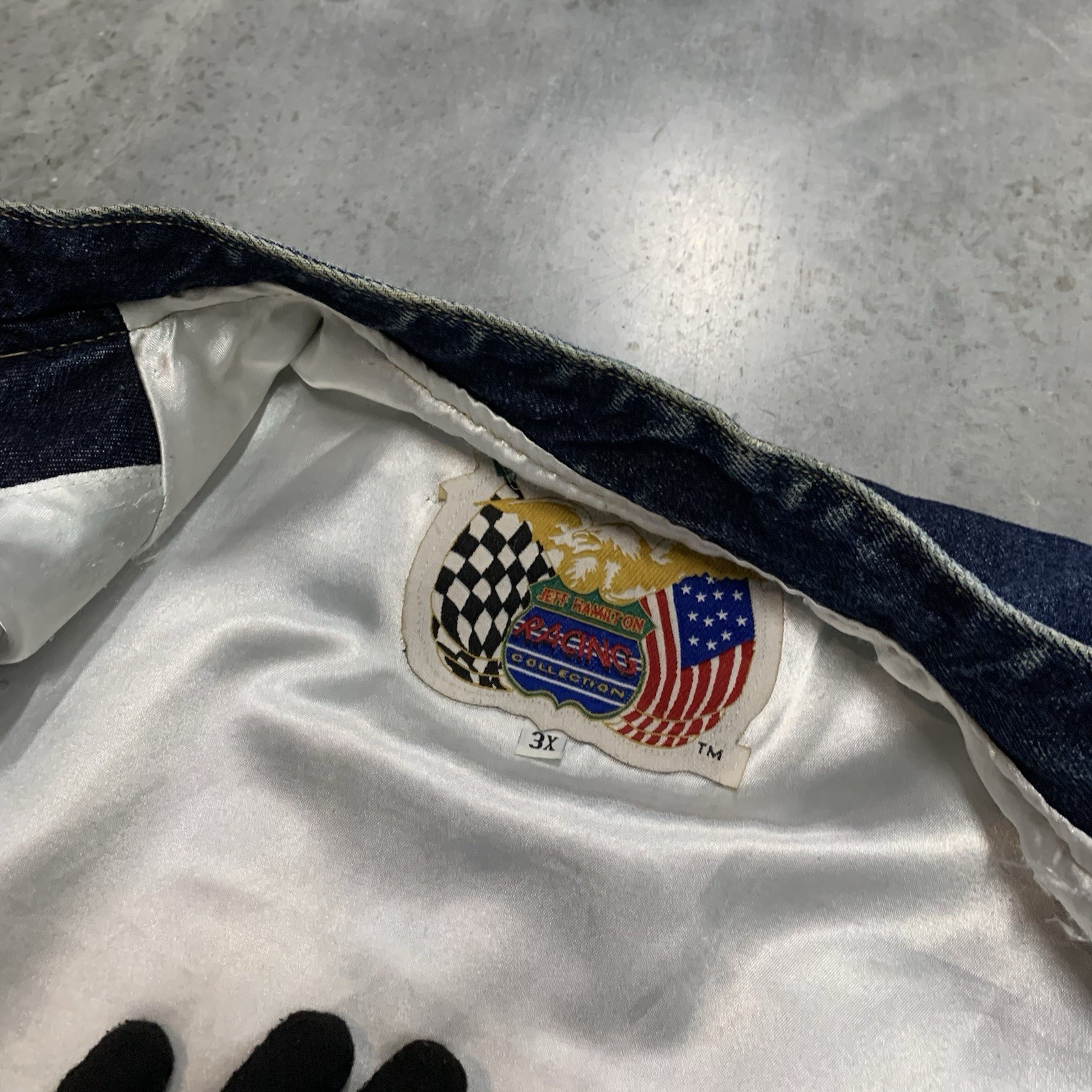 Vintage Jeff Hamilton Hot Wheels Racing Jacket 3XL Denim NASCAR 44 Kyle Petty