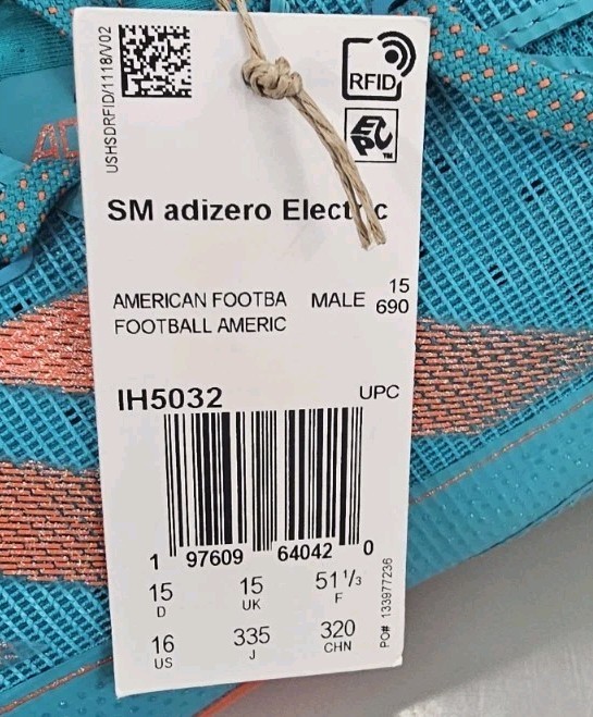 Adidas SM Adizero Electric Miami Dolphins Colorway Team PE Cleats Size 16 IH5032 thumbnail 6