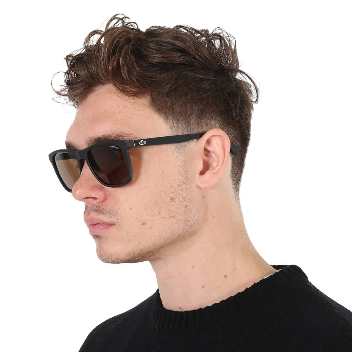 New Lacoste L900S 002 Matte Onyx Sunglasses with Brown Lenses 56/17/150 Lacoste L6029S N 210 Square Transparent Brown Sunglasses  main image 3
