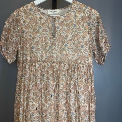 Sofie Schnoor Girls Floral Midi Dress Gold Detail Size 14Y Tiered Boho