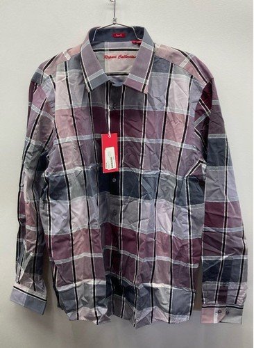 Report Collection Men's Multicolor Plaid Button Up Long Sleeve Shirt Sz L NWT