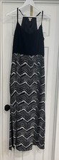 J Crew Size 14 Navy Spaghetti Strap Navy Blue Chevron Maxi Dress