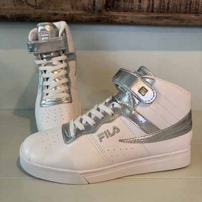 Fila Vulcan 13 Anodized High Top White Silver Sneakers 5FM01157-101 Women s 9.5