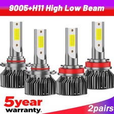 4x 9005 H11 Combo LED Headlight High Low Beam Bulbs Kit 6000K Super White Bright