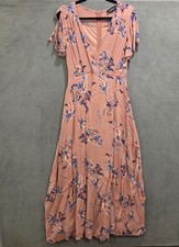 Lulus Faux Wrap Maxi Dress Women's Size Medium Floral Boho Cottage Fairy Classic