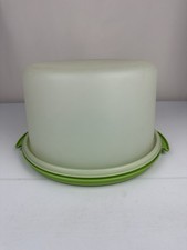 Tupperware Cake Carrier Vintage Green and White Good condition