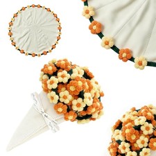 Finished Crochet Daisy Flower Bouquet Blanket, 47.2 Inch Orange Yellow