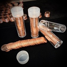 Lot of 18 - Penny Coin Tubes - Clear Plastic Coin Holders for Lincoln Cents