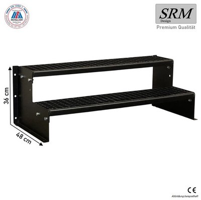 Standtreppe freistehend Treppe 2 Stufen komplett schwarz 60 - 160 cm B, 36 cm H