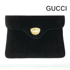Excellent condition GUCCI Logo Hardware Suede Vintage Clutch Bag Ladies Fashion
