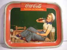 Vintage Coca-Cola Advertising Tray Coke Fishing Sailor Girl 1940