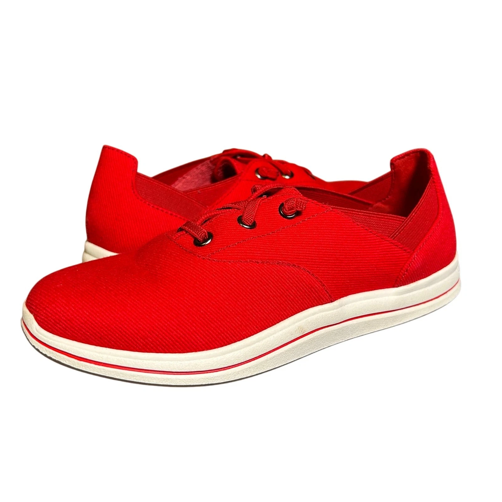 Sneaker Clarks da donna Breeze Ave stile stringate slip on tela rosse US 5 5 M NUOVE CON ETICHETTE
