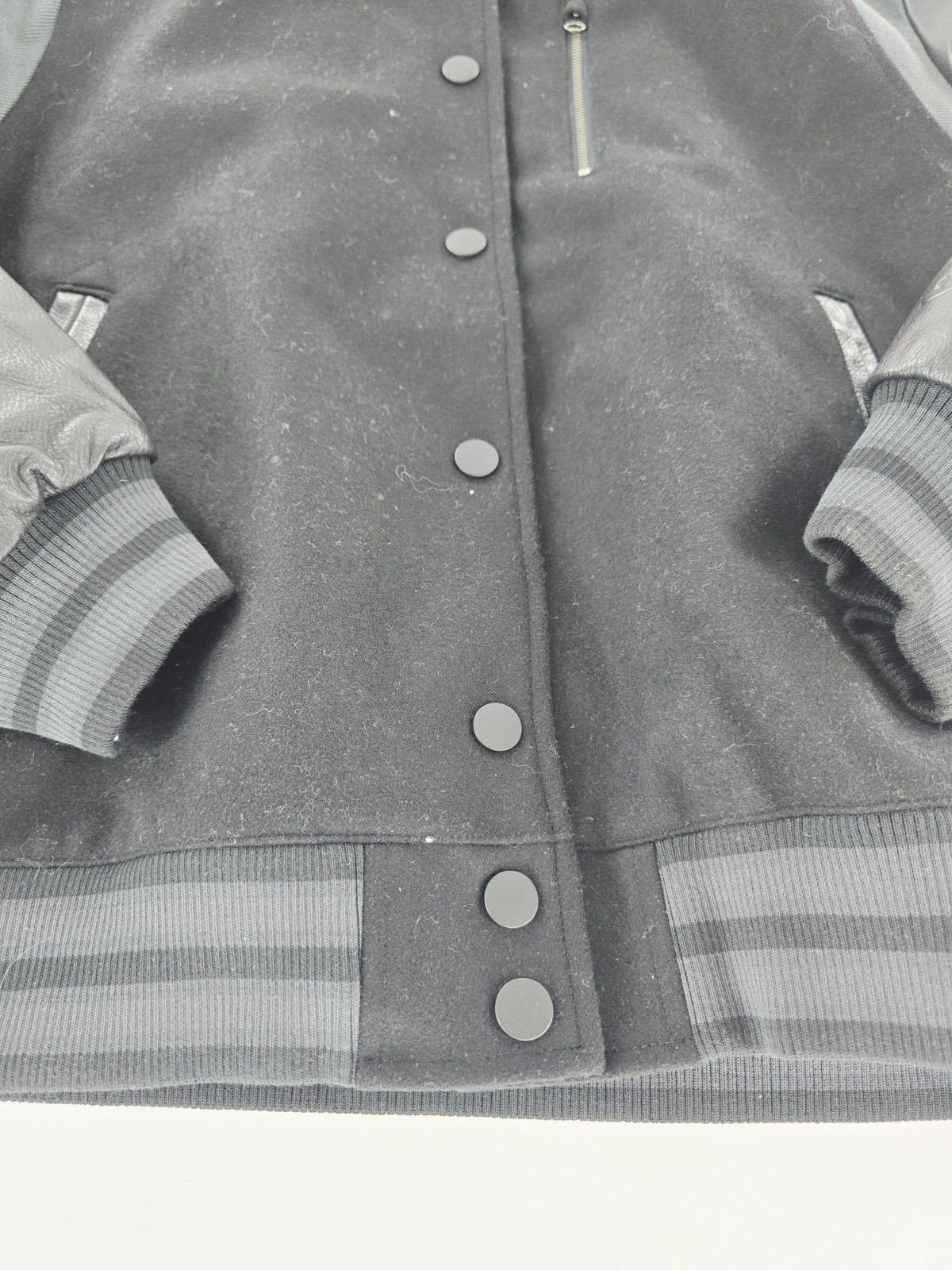 SACAI X NIKE Nike FN3672 010 giacca distruttore donna taglia M nera oversize lana pelle $500