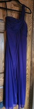 Vtg 90s Cindy Royal Purple Prom Dress Sz L Polyester w/ Scarf