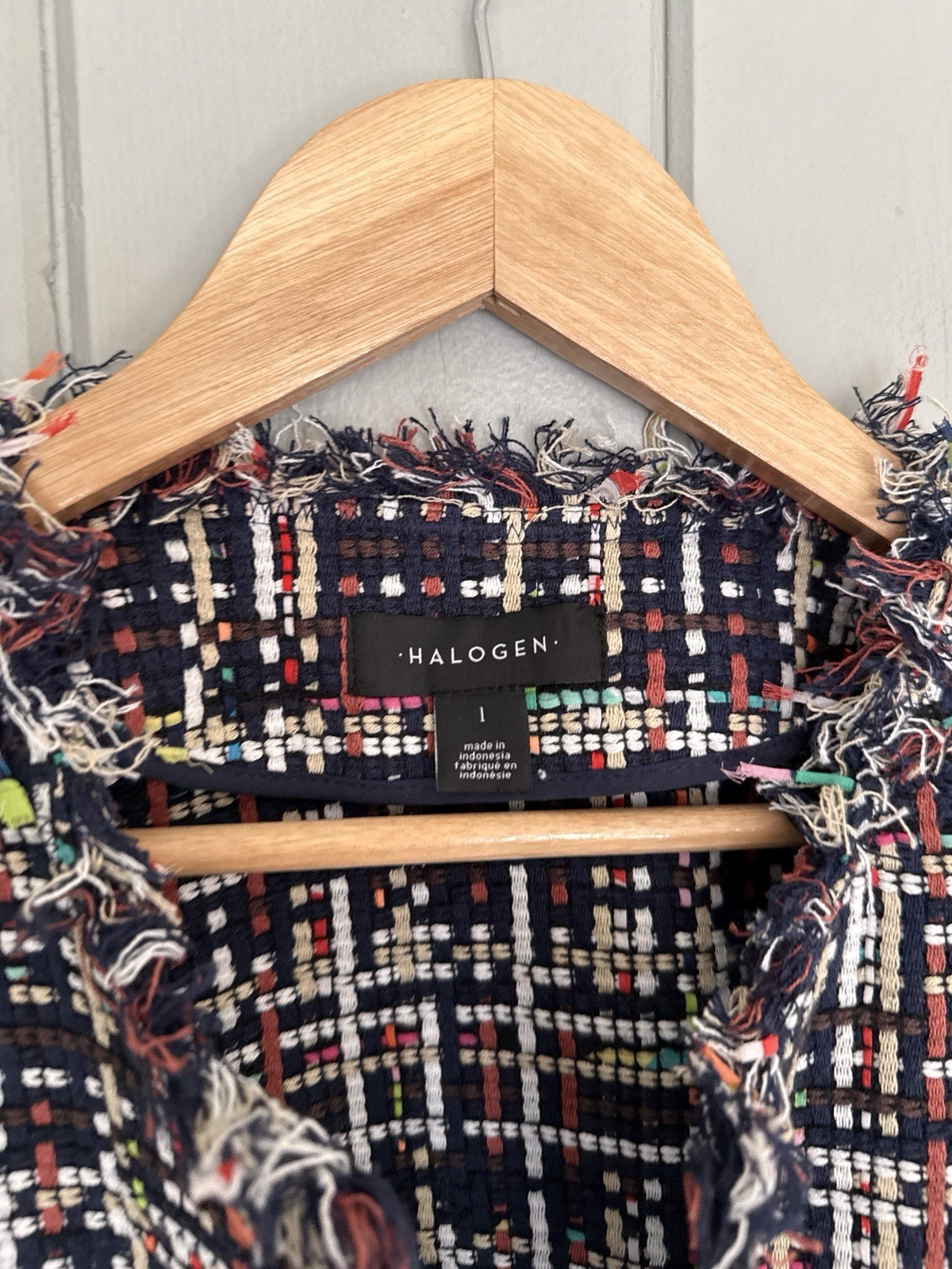 Halogen Tweed Jacket L Large Multicolor Blazer Fu… - image 5