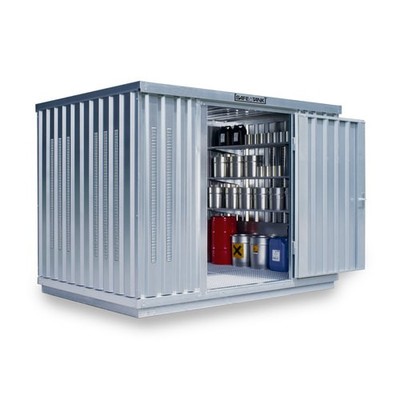 Gefahrstoffcontainer / 6 qm / Auffangvolumen 1.030 l / mit Lüftungsschlitzen